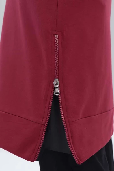 Gül-YANDAN GARNİ YIRTMAÇLI SWEAT TUNİK - Resim 4