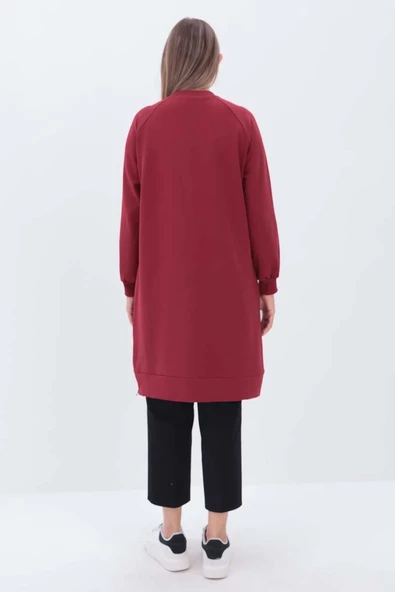 Gül-YANDAN GARNİ YIRTMAÇLI SWEAT TUNİK - Resim 3