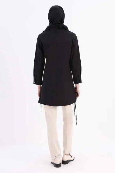 Siyah-ROBA VE DİKİŞ DETAYLI GÖMLEK TUNİK - Resim 4