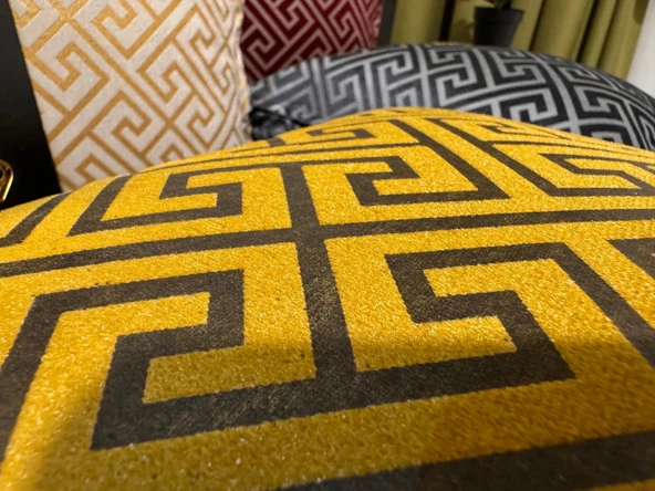 NİVEMESHOME MONET ZİGZAG KIRLENT KILIFI HARDAL-ANTRASİT 45 X 45 - 5