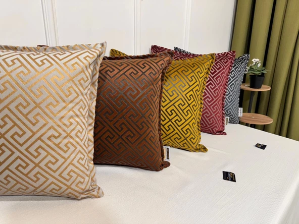 NİVEMESHOME MONET ZİGZAG KIRLENT KILIFI SARI-KREM 45 X 45 - 3