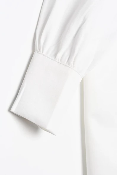 Ekru-Aplike Cepli Gömlek Tunik - Resim 5