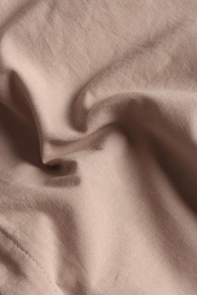 Bej-%100 Pamuk Yakası Ve Kolları Büzgülü Gömlek Tunik - Resim 8