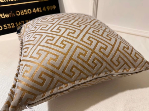 NİVEMESHOME MONET ZİGZAG KIRLENT KILIFI SARI-KREM 45 X 45 - 4