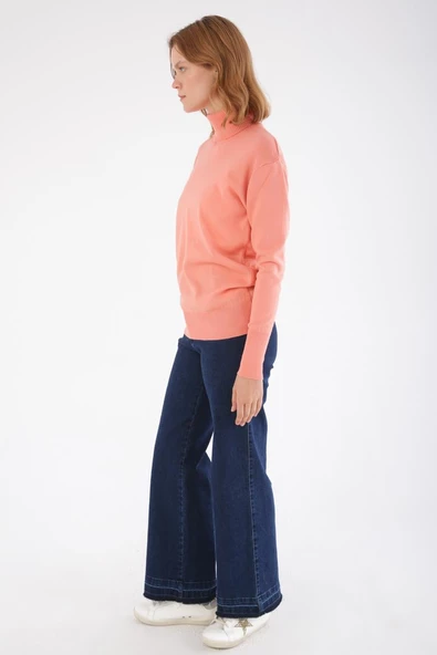 Somon-Balıkçı Yaka Kısa Triko Kazak - 3