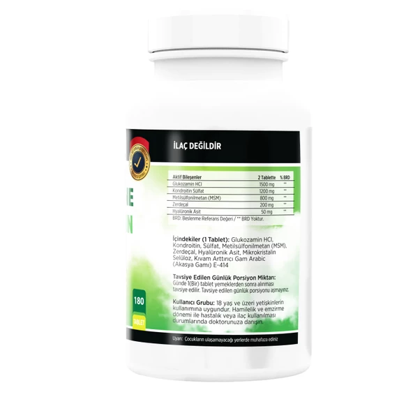 Glucosamine Chondroitin Msm Zerdeçal Hyoluronic Asit 180 Tablet - 2