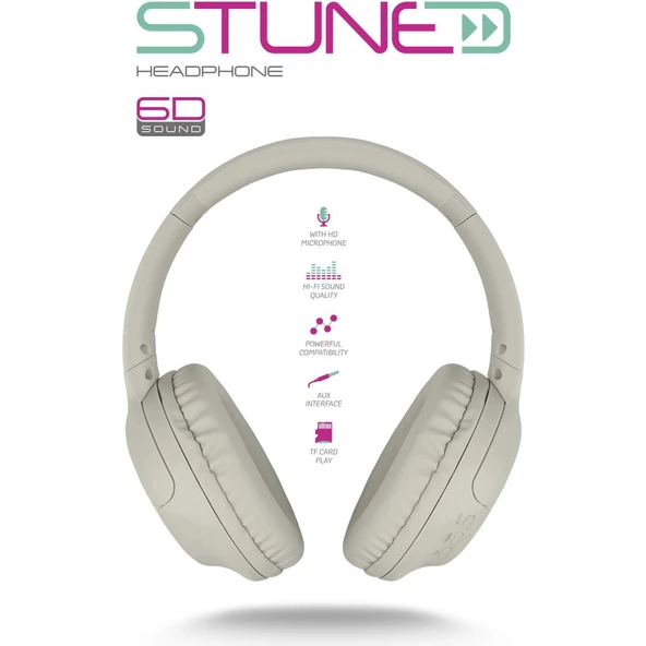 Powerway Stune Haki Bluetooth Kulaklık - 6D Sound, 18 Saat Kullanım, Hafıza Kartı Destekli