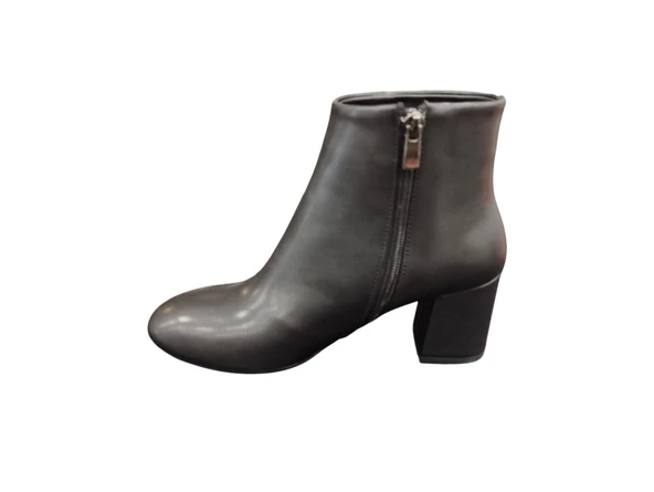 Ventes Yuvarlak Burun 6 cm Kalın Topuk Fermuarlı Günlük Kadın Bot - 5