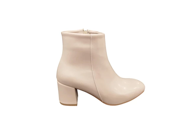 Ventes Yuvarlak Burun 6 cm Kalın Topuk Fermuarlı Günlük Kadın Bot