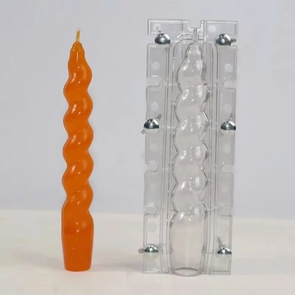 Poli Karbon Mum Kalıbı Şamdanlık Spiral Burgulu Uzun Kalıbı 18 CM - 4