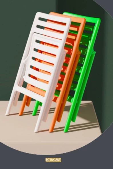 RETRO ART Piknik katlanır Bahçe Sandalyesi 2 Adet KATLANIR - Resim 2