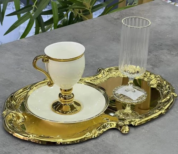 Royking Gold Kahve Sunum ve Servis Tepsisi 30x19 cm EYP 009