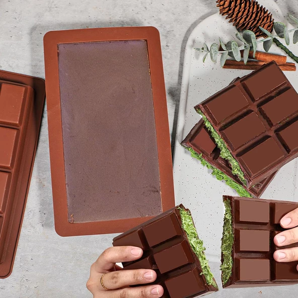 Silikon Kalıp Dubai Çikolata Bar ve Kek Büyük Boy Derin Tablet Dubai Çikolatası Kalıbı - Resim 3
