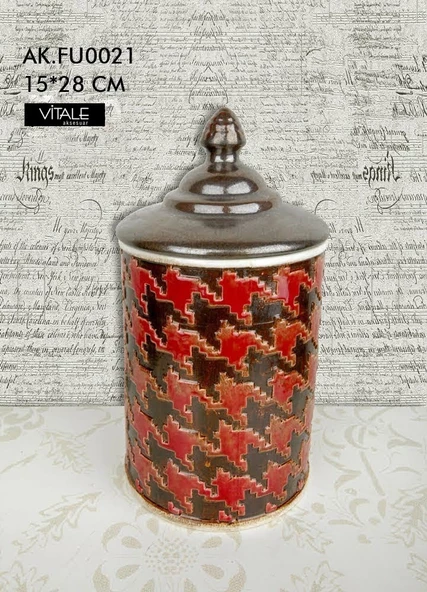 Slim Seramik Kahve Kapaklı Kavanoz Baharatlık 28cm - 4