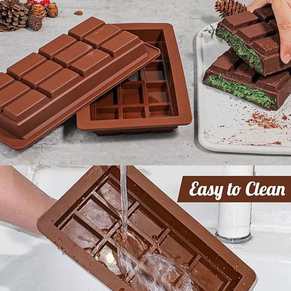 Silikon Kalıp Dubai Çikolata Bar ve Kek Büyük Boy Derin Tablet Dubai Çikolatası Kalıbı - Resim 5