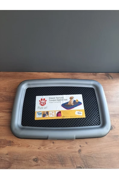 RETRO ART Akıllı Köpek Tuvaleti Elekli 39,5x59,2x48 Cm - Gri Metalik Siyah - Resim 2