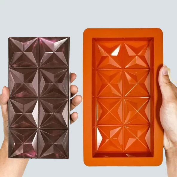 Silikon Kalıp Dubai Çikolata ve Kek Yıldız Desenli Büyük Tablet Dubai Çikolatası Kalıbı - 6
