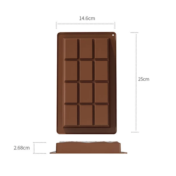 Silikon Kalıp Dubai Çikolata Bar ve Kek Büyük Boy Derin Tablet Dubai Çikolatası Kalıbı - Resim 6