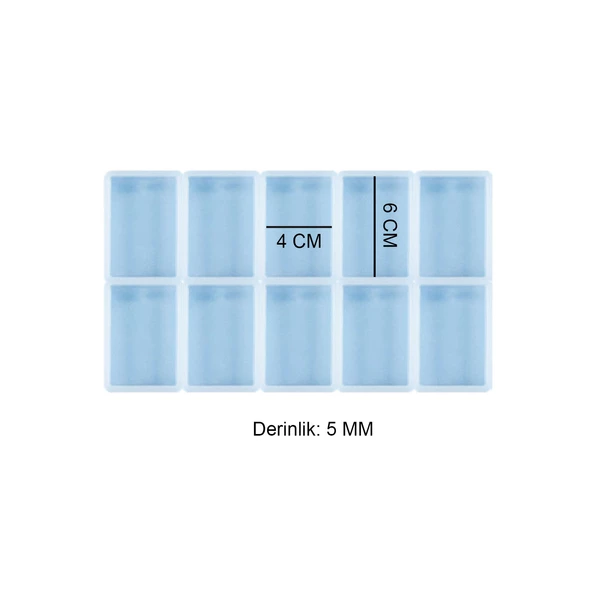 Epoksi Çoklu Silikon Kalıp Anahtarlık Kalıbı Dikdörtgen Seri Döküm Kalıbı 4X6 CM 10 Lu - Resim 2