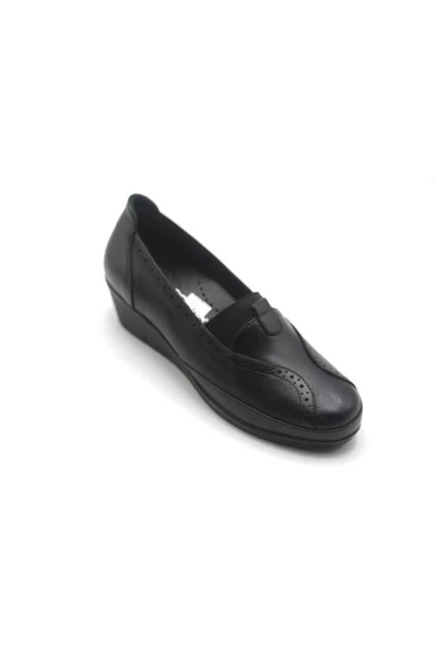 Scavia 888-24 Hakiki Deri Anatomik Lastikli Dolgu Topuk Kadın Ayakkabı