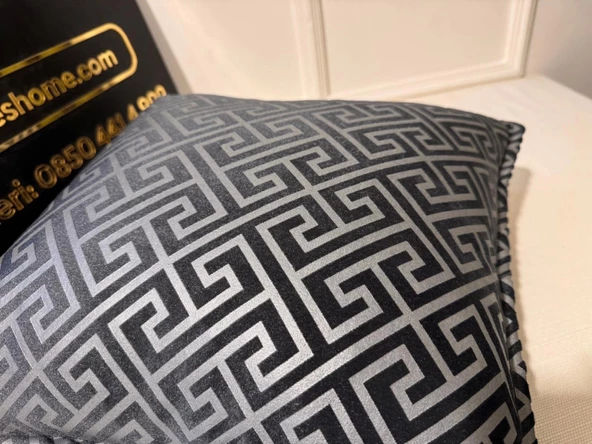 NİVEMESHOME MONET ZİGZAG ELYAF DOLGULU KIRLENT ANTRASİT-GRİ 45 X 45 - 4