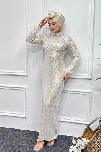 24Y4422 ABİYE PUL PAYET KOLLARI TÜY DETAYLI - 4