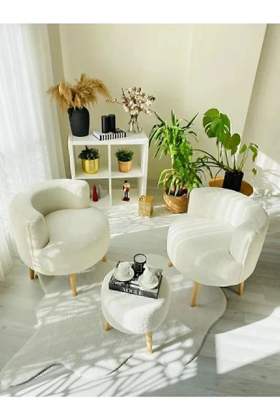 Barella Home Living Çay Seti Ikili Koltuk Berjer Ve Puf Takımı 3 Lü Takım.