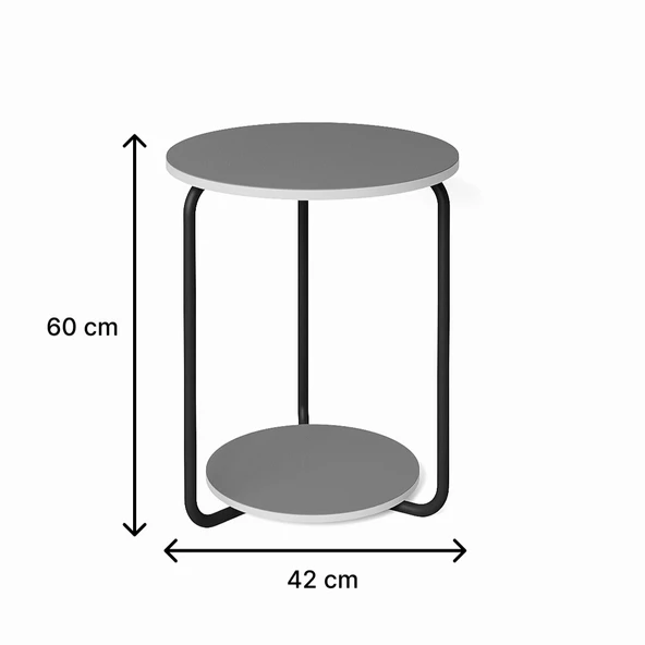 Eportatif Yuvarlak Dekoratif Zigon Sehpa Orta Sehpa Füme 1541 - 7