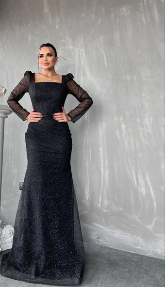 24Y1573 ELBİSE ABİYE BALIK MODEL SİMLİ