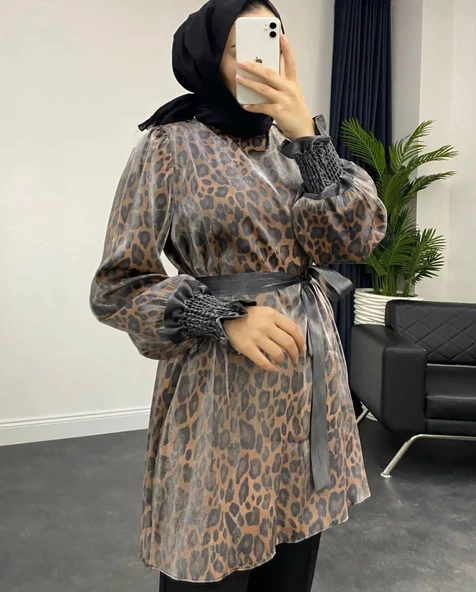 24Y7230 TUNİK KOL LASTİKLİ BEL KUŞAKLI - 4