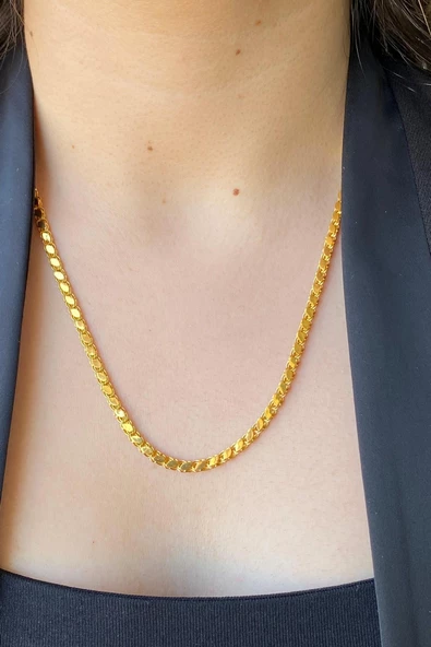 14 Ayar Altın 3.5 mm Pullu Zincir Kolye - 2