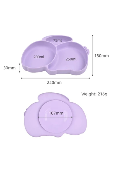 JOJOBEBEK Silikon Beslenme Seti Vakumlu Silikon Mama Tabağı, Mama Kasesi, Önlük, Kaşık, Pipetli Bardak - 4