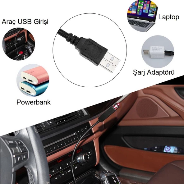 UpWay Usb Yıldızlı Dekoratif Led Işık Araç İçi Oda Mekan Süsleme Gece Lambası - 7