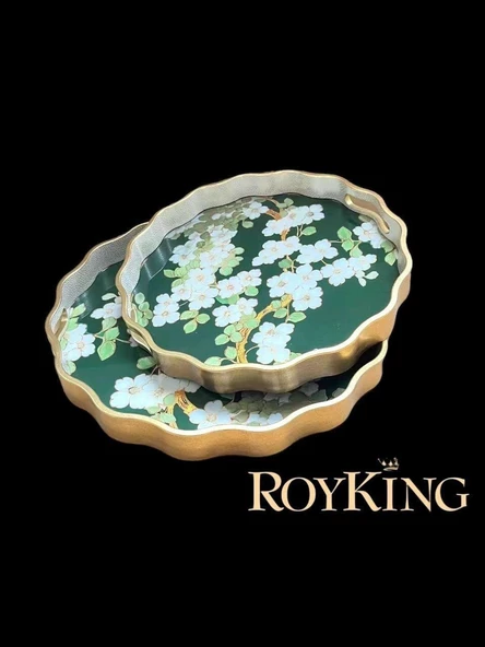 Royking Bahardalı 2 Li  Yuvarlak Tepsi 34x4cm - 39x4cm FX 032