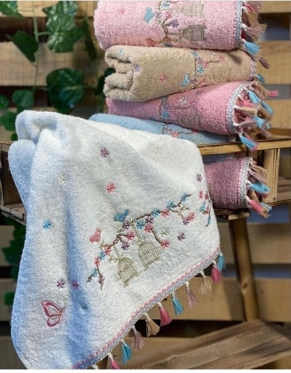 BEGENALHOME Flora Kafes 6lı El ve Yüz Havlu Seti 50 x 90 cm Pamuklu - 2