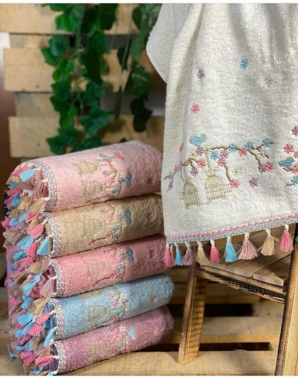 BEGENALHOME Flora Kafes 6lı El ve Yüz Havlu Seti 50 x 90 cm Pamuklu - 3