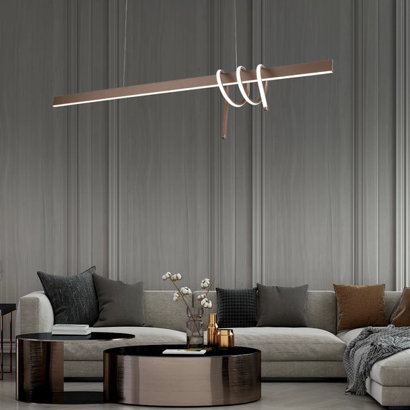 Apliqa Feyza Krom Sıralı 45 Watt Modern Tasarım Yemek Masası Üstü Led Avize
