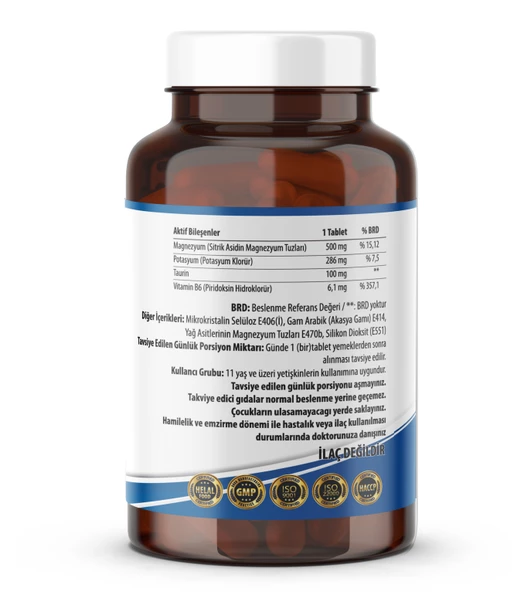 Magnezyum Sitrat 4 Lü Form 60 Tablet (POTASYUM KALİUM) & Vitamin B6 Magnesium Citrate Taurin - 2