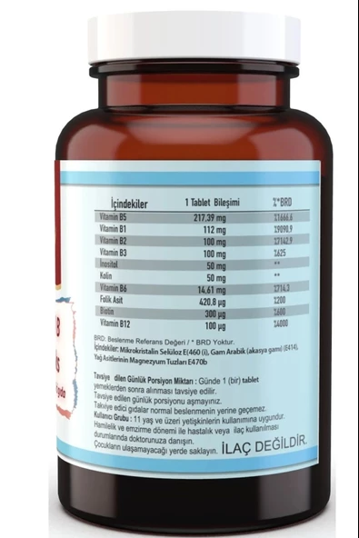 Vitamin B Complex B Vitaminleri 120 Tablet - 2