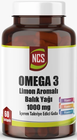 Omega 3 Balık Yağı 1000 MG Doğal Limon Aromalı 60 Yumuşak Kapsül