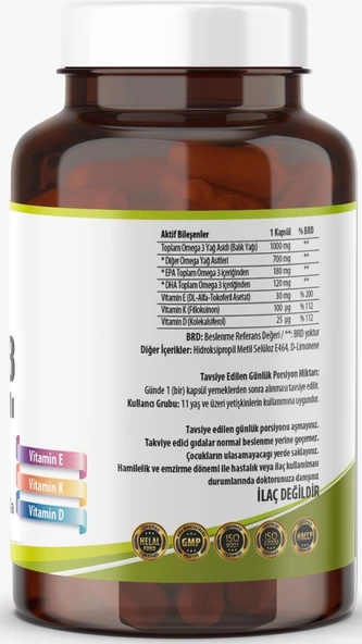 Omega 3 Balık Yağı 1000 MG Doğal Limon Aromalı 60 Yumuşak Kapsül - 2