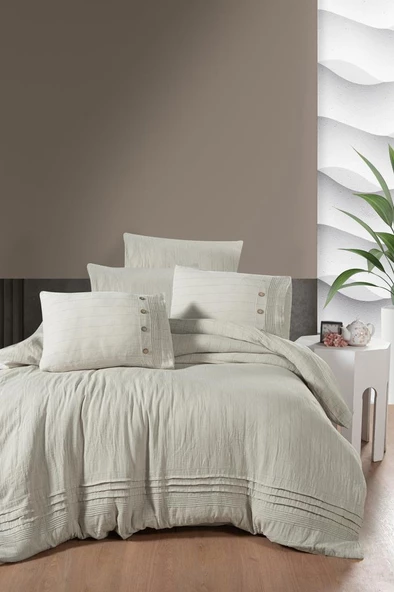Linen Çift Kişilik Nevresim Takımı Bej ürün görseli 1