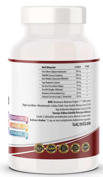 Ncs Milk Thistle Artichoke Zerdeçal Karahindiba 180 Tablet - 2