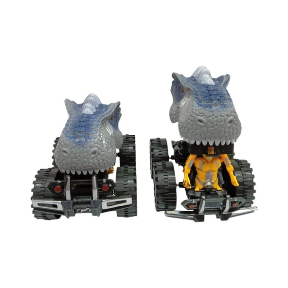 Sürtmeli Dinazor Robota Dönüşen Araba 14 Cm - Gri - 4