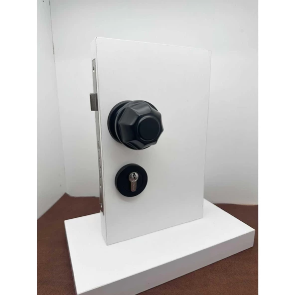 Mat Siyah Kapı Tokmağı Kapı Babası + Alt Rozeti (Kilit Hariçtir) - Resim 3