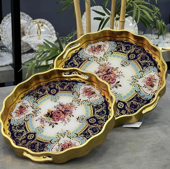 Royking 2 li Yuvarlak Tepsi 34x4cm - 39x4cm FX 045 - 2