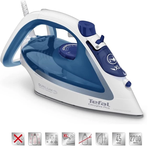 Tefal FV5751 Easygliss Mavi Buharlı Ütü 1830008607 - Resim 6