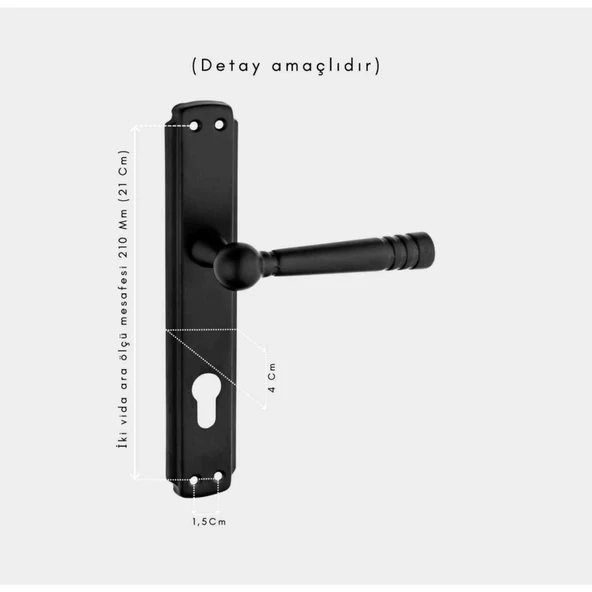Osmanlı Mat Siyah Çelik Kapı Kolu Sağ Basar Tek Yön + Tokmak Ve Alt Rozeti (Kilit Hariçtir) - Resim 3