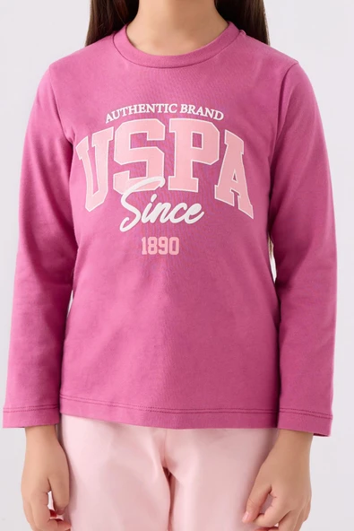 U.S. Polo Assn. 1966 Garson Authentic Brand Kız Çocuk Leylak Uzun Kol Pijama Takım - 4