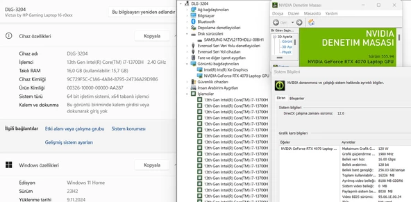 HP Victus 16-R0007NT Intel Core i7 13700H 16GB RAM 1TB SSD RTX4070 16.1" FHD 144Hz 7P6B3EA (İKİNCİ EL) - 5